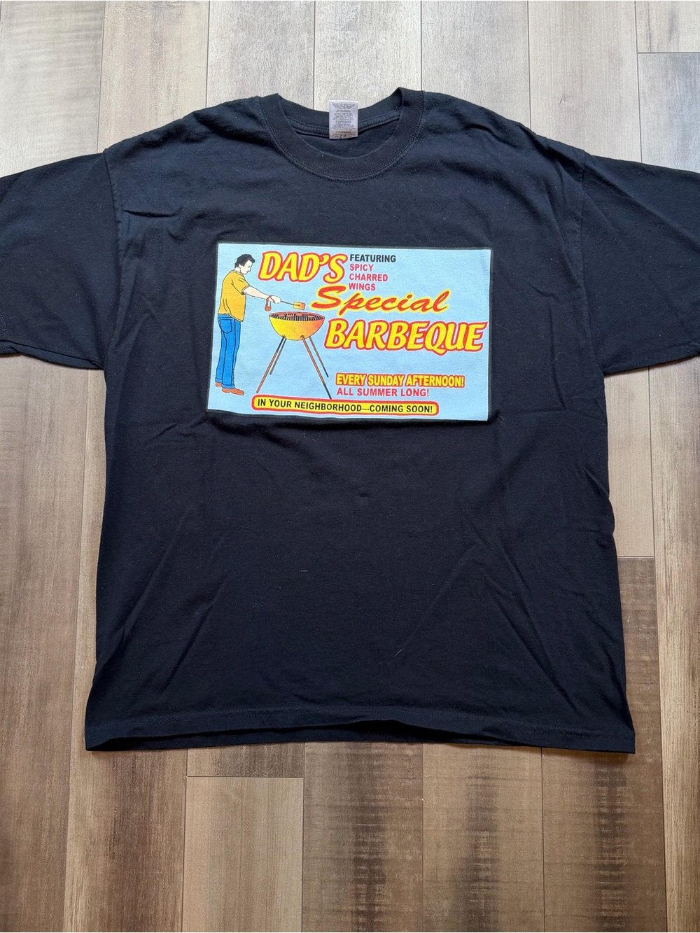 Jerzees Dad's Special BBQ Neighborhood Funny Graphic T-Shirt Black Men’s Size XL